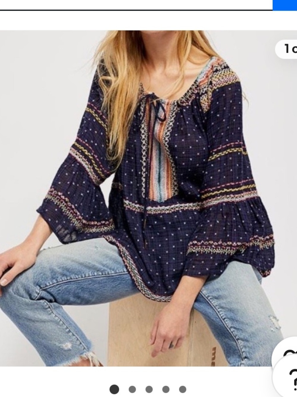 Free People Talia
Embroidered Blouse Top
Starless Sky Boho Navy small